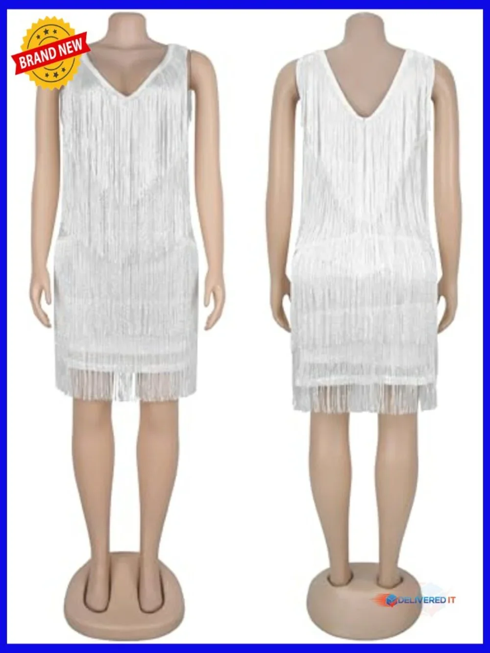 Halter Backless Fringe Mini Dress for Parties Cocktail Bodycon - Picture 6 of 7